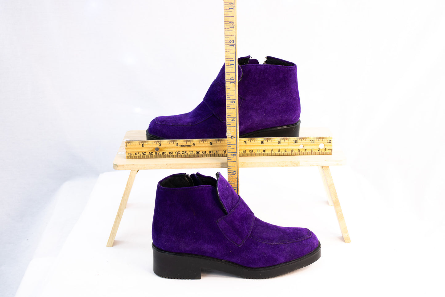 Purple Suede Hush Puppies Ankle Boots Womens Size 8.5 Retro Comfort Shoes