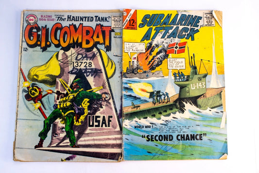 2 Vintage War Comics – G.I. Combat #100 (1964, DC Comics) + Submarine Attack #4