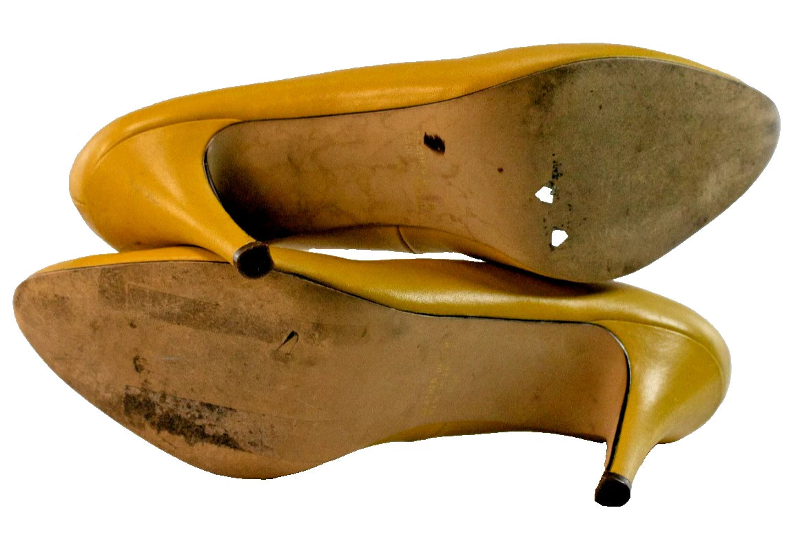 ✨Sunflower Bright & City Night – Chiaro Yellow Leather Heels 8.5M✨