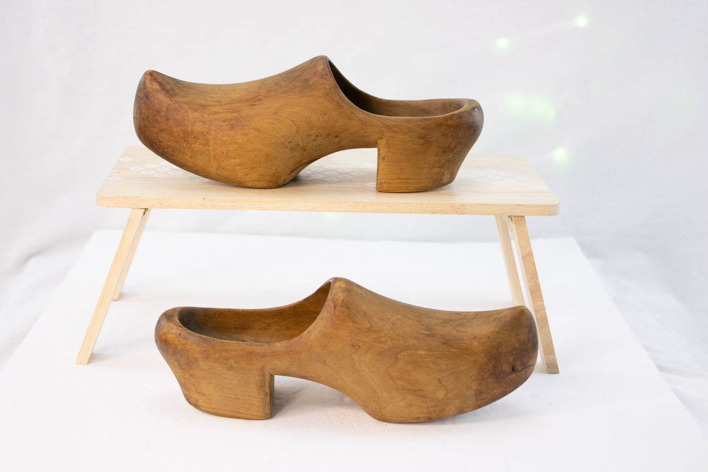 Vintage Wooden Clog Shoes Pair Hand Carved Folk Footwear