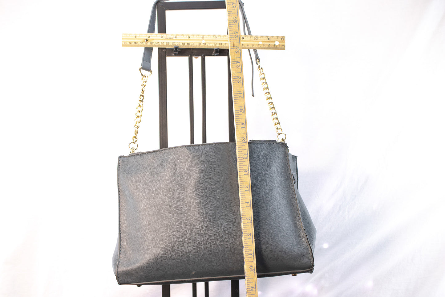 bebe Gray Quilted Chain Strap Shoulder Bag Faux Leather Purse