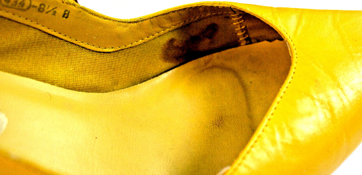 ✨Sunflower Bright & City Night – Chiaro Yellow Leather Heels 8.5M✨