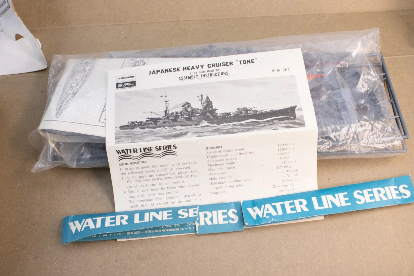 ✈️ Vintage Military Model Kit Lot (3) – Water Line Series "TONE" Cruiser + more
