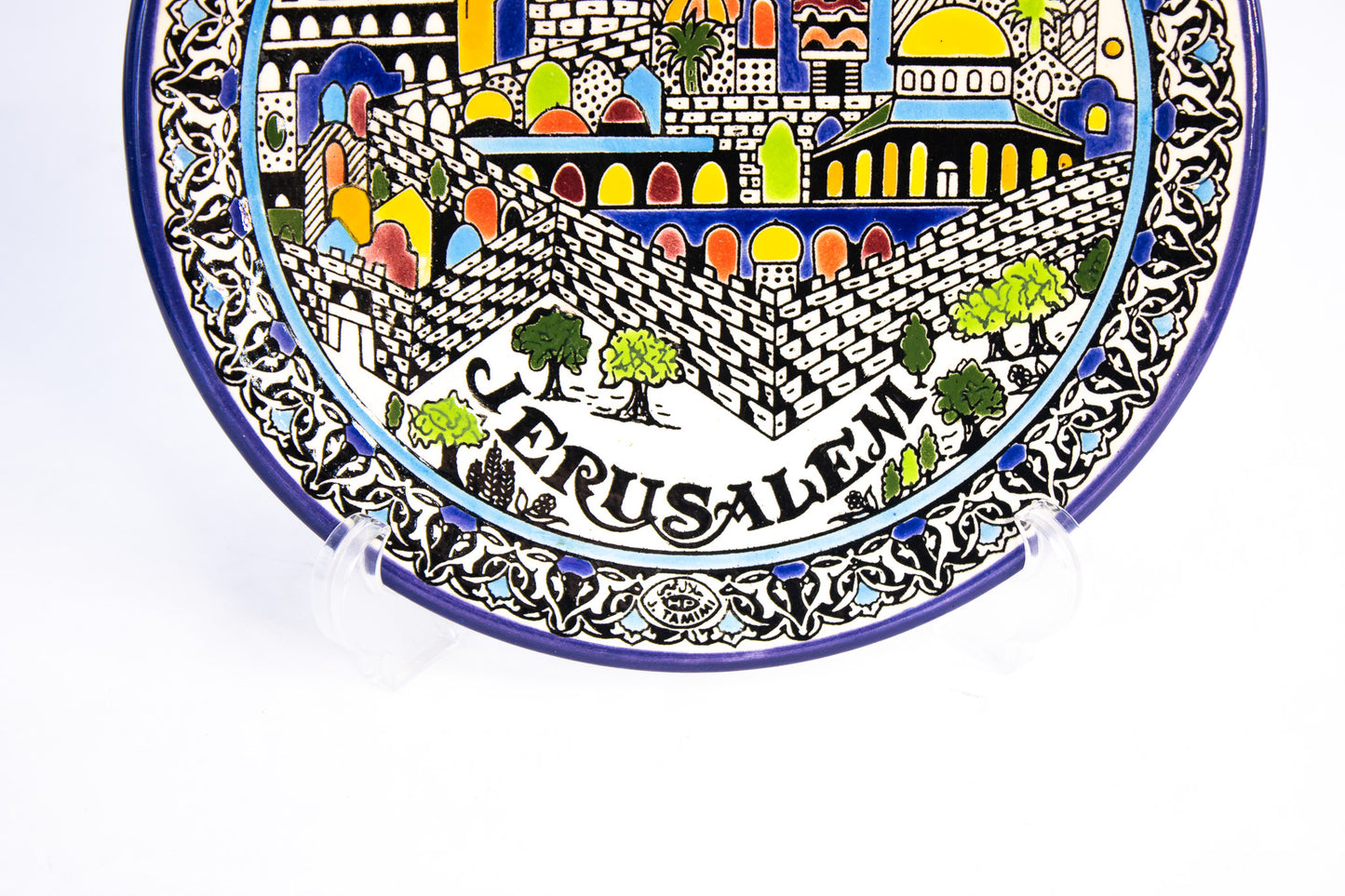 Hand Painted Jerusalem Plate Colorful Holy Land Ceramic Wall Art