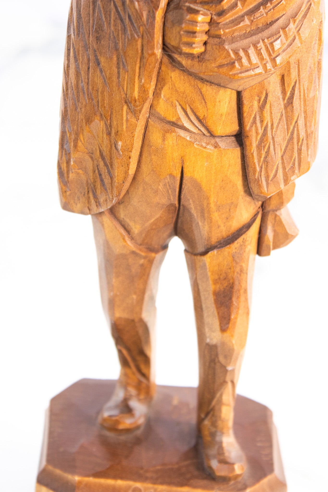 Signed Hand Carved Wooden Folk Art Man Vintage Cloaked Figure Sculpture