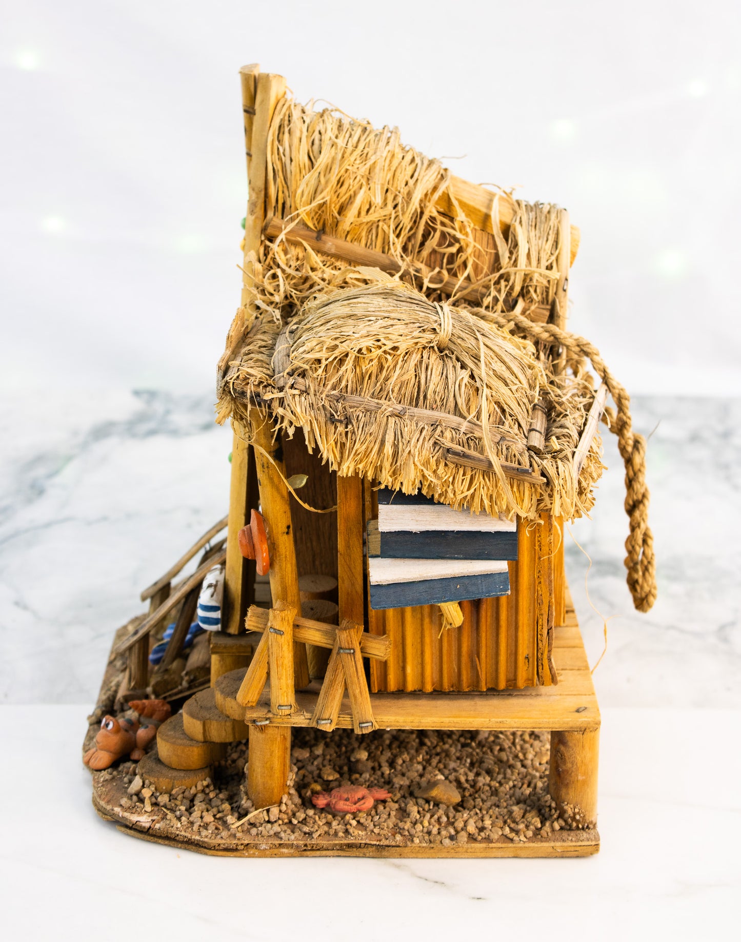 Handmade Miniature Beach Bar Hut | Folk Art Coastal Decor Sculpture