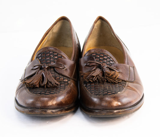 Johnston & Murphy Cellini Brown Leather Tassel Loafers | Made in Italy | Men’s 9.5