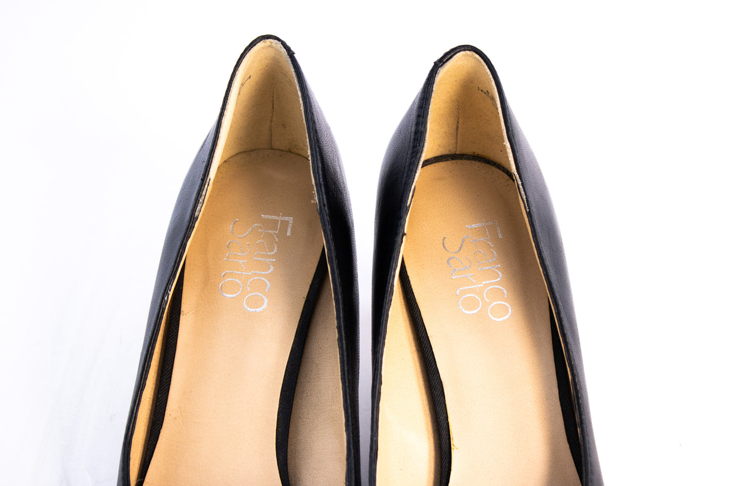 Franco Sarto Black Leather Kitten Heels Women’s 8.5 Classic Pumps
