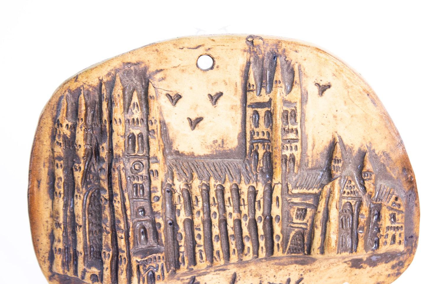 Vintage Canterbury Cathedral Ceramic Wall Plaque | Handcrafted Studio Pottery | England