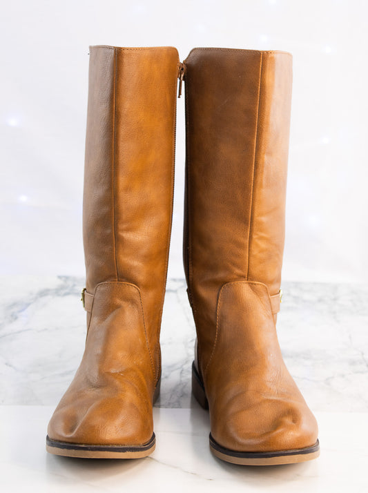 Golden Autumn Riding Boots – Youth Size 5 – Honey Cognac