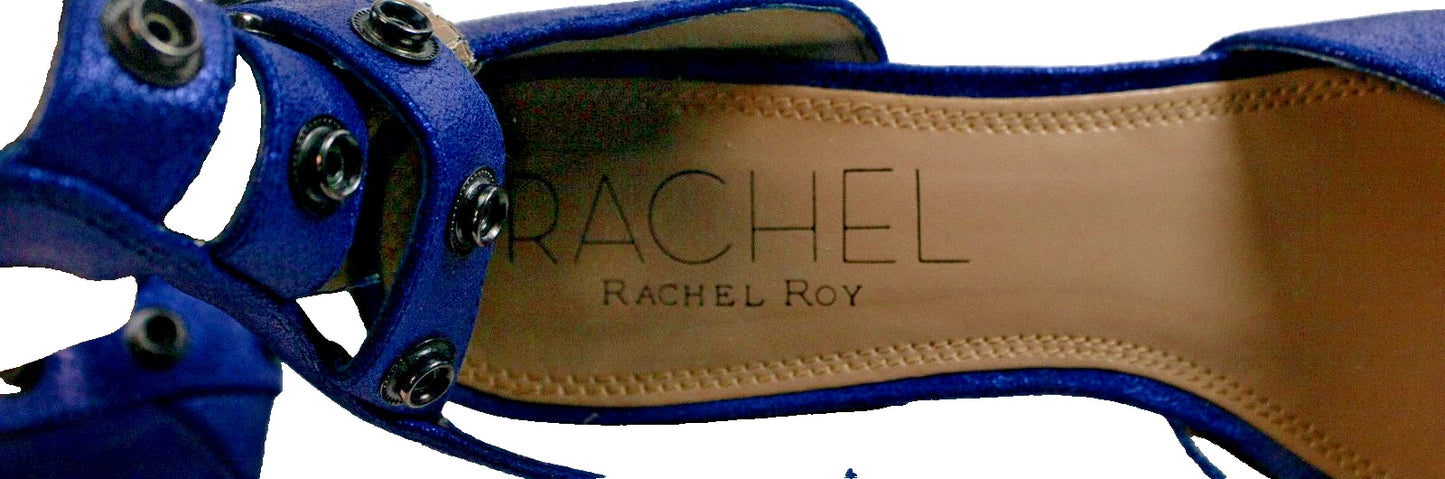 💙 Rachel Roy Metallic Blue Heels | Studded Strappy Sandals | Size 8.5M