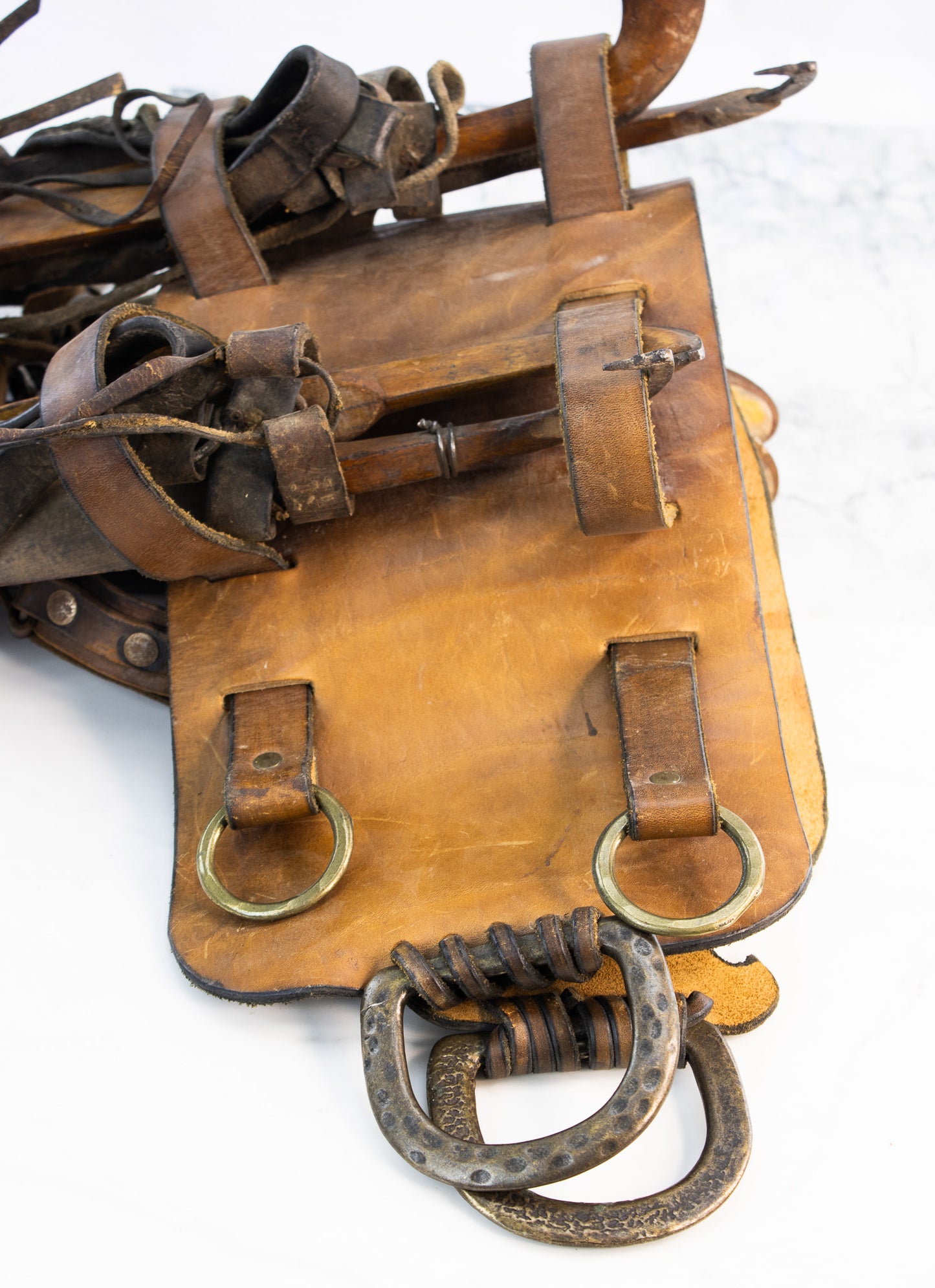 Antique Strap-On Ice Skates Set w/ Leather Carrier – c. 1880–1915