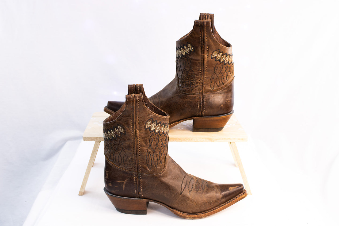Justin Western Ankle Boots Women’s Size 8 Brown Leather Cowboy Short Boots