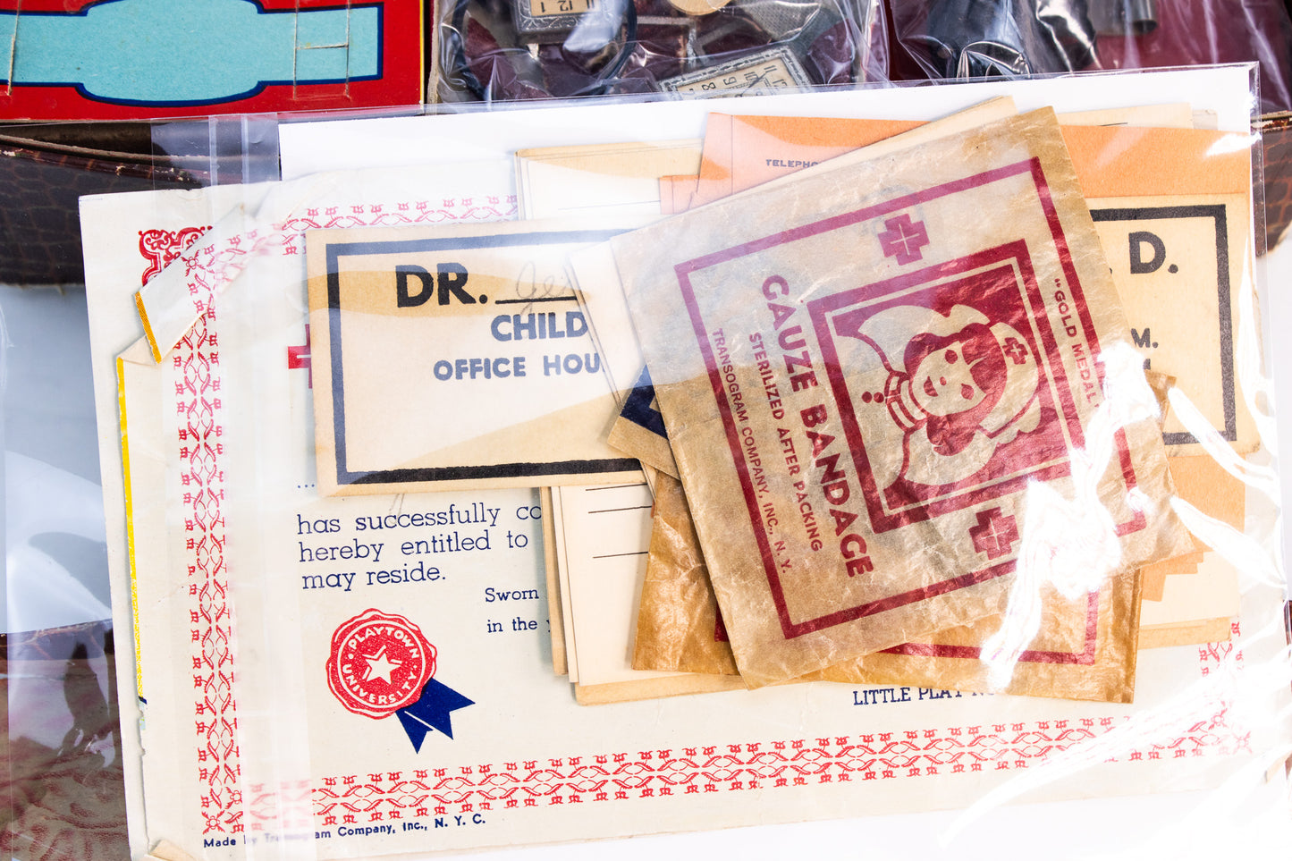 1940 Little Country Doctor Kit - Transogram Toy Medical Set USA Pretend Play