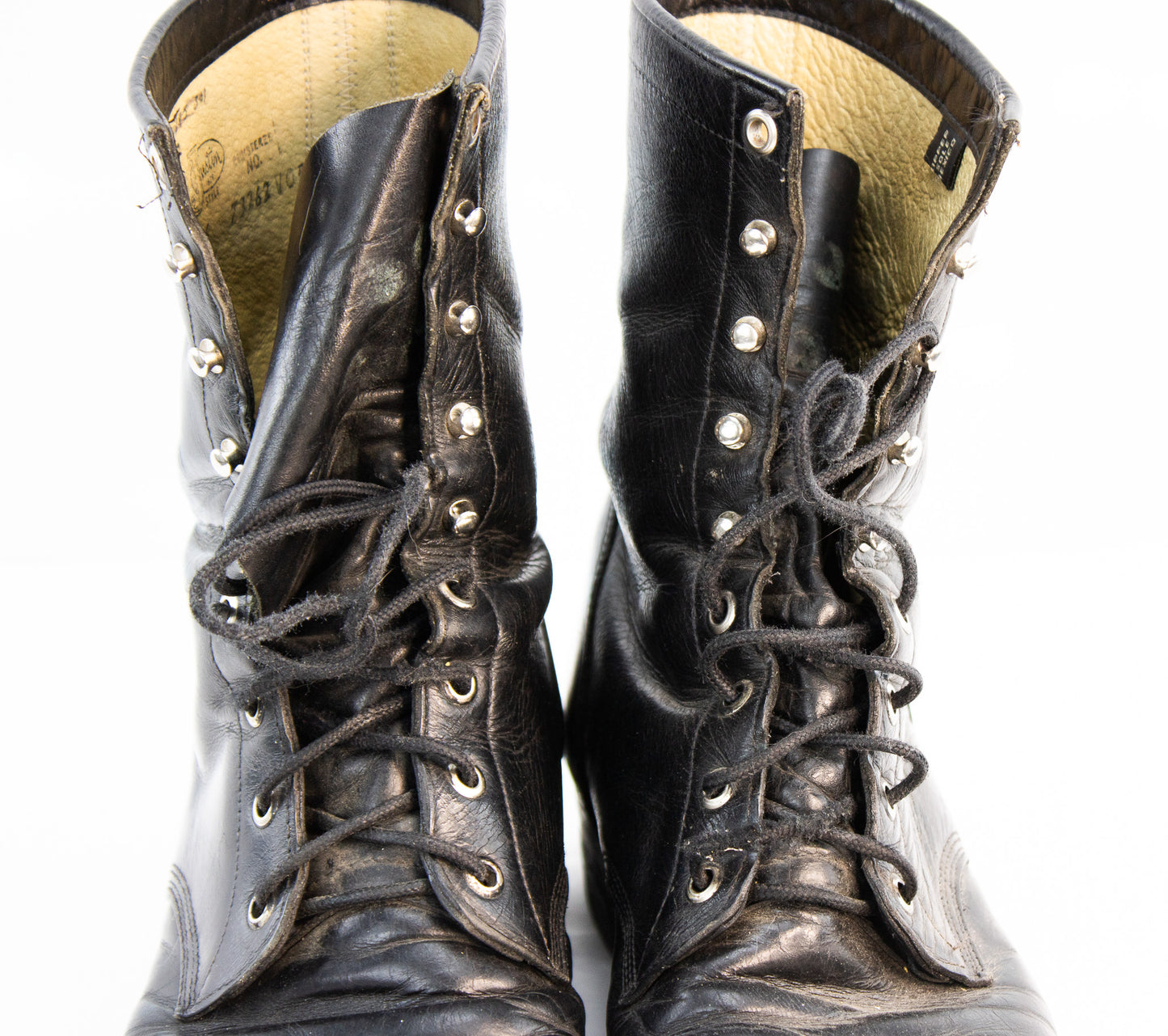 Vintage Justin Black Leather Lace-Up Ankle Boots | Made in USA