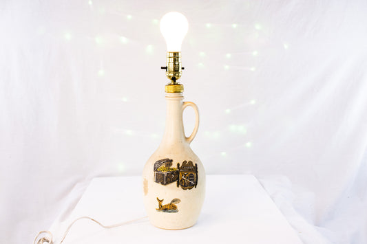 Vintage Nautical Ceramic Bottle Lamp Tall Ship Sailor Decor Table Lamp