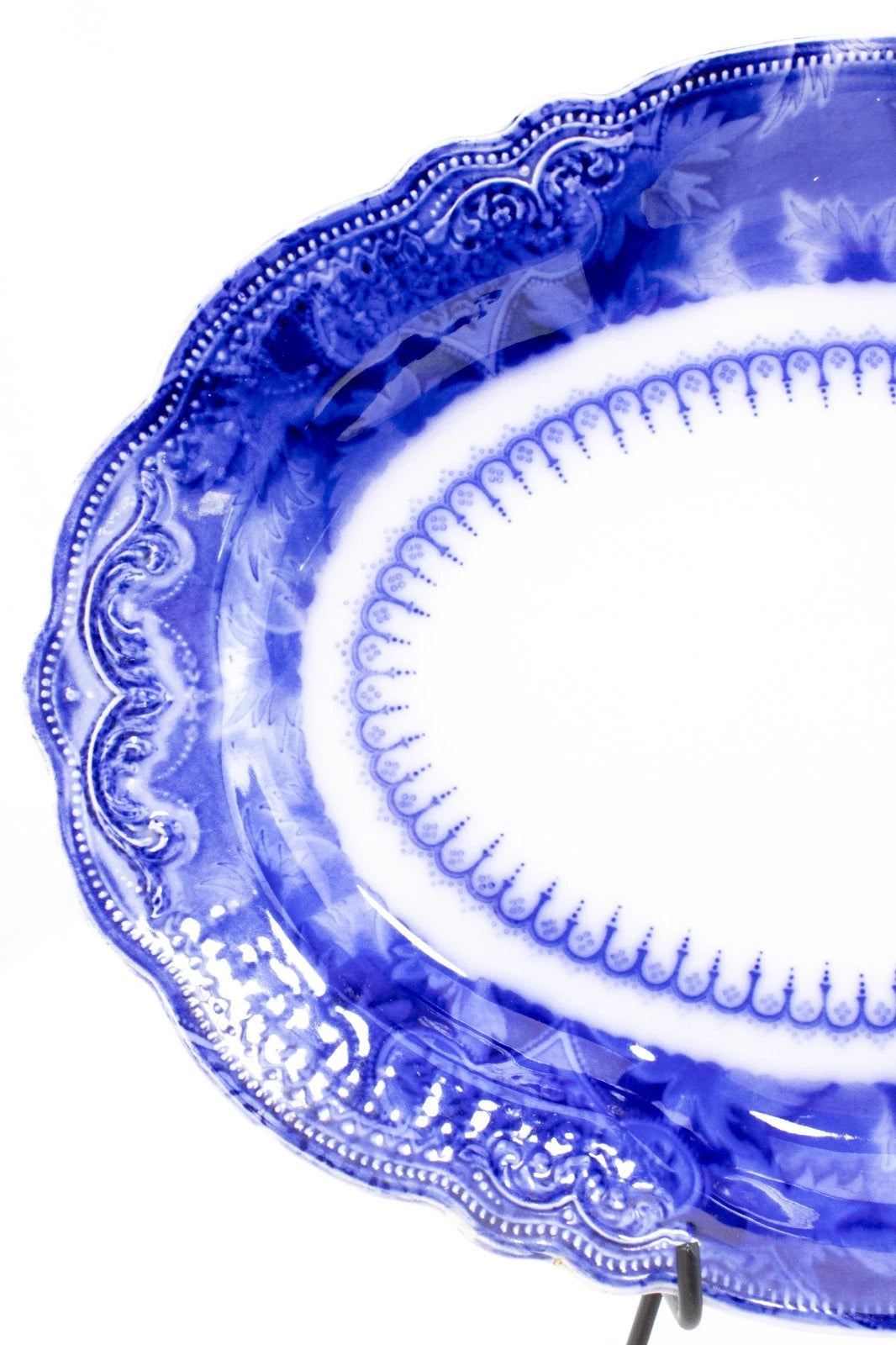 Antique W.H. Grindley “Atlantic” Flow Blue Oval Serving Platter – England, 1891-