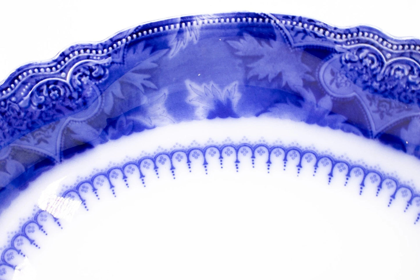 Antique W.H. Grindley “Atlantic” Flow Blue Oval Serving Platter – England, 1891-