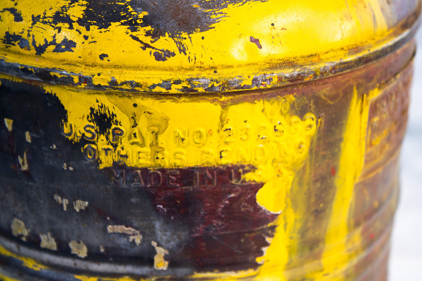 Vintage Justrite Safety Can – Chicago Industrial Metal Fuel Can, Yellow, Mid-Century