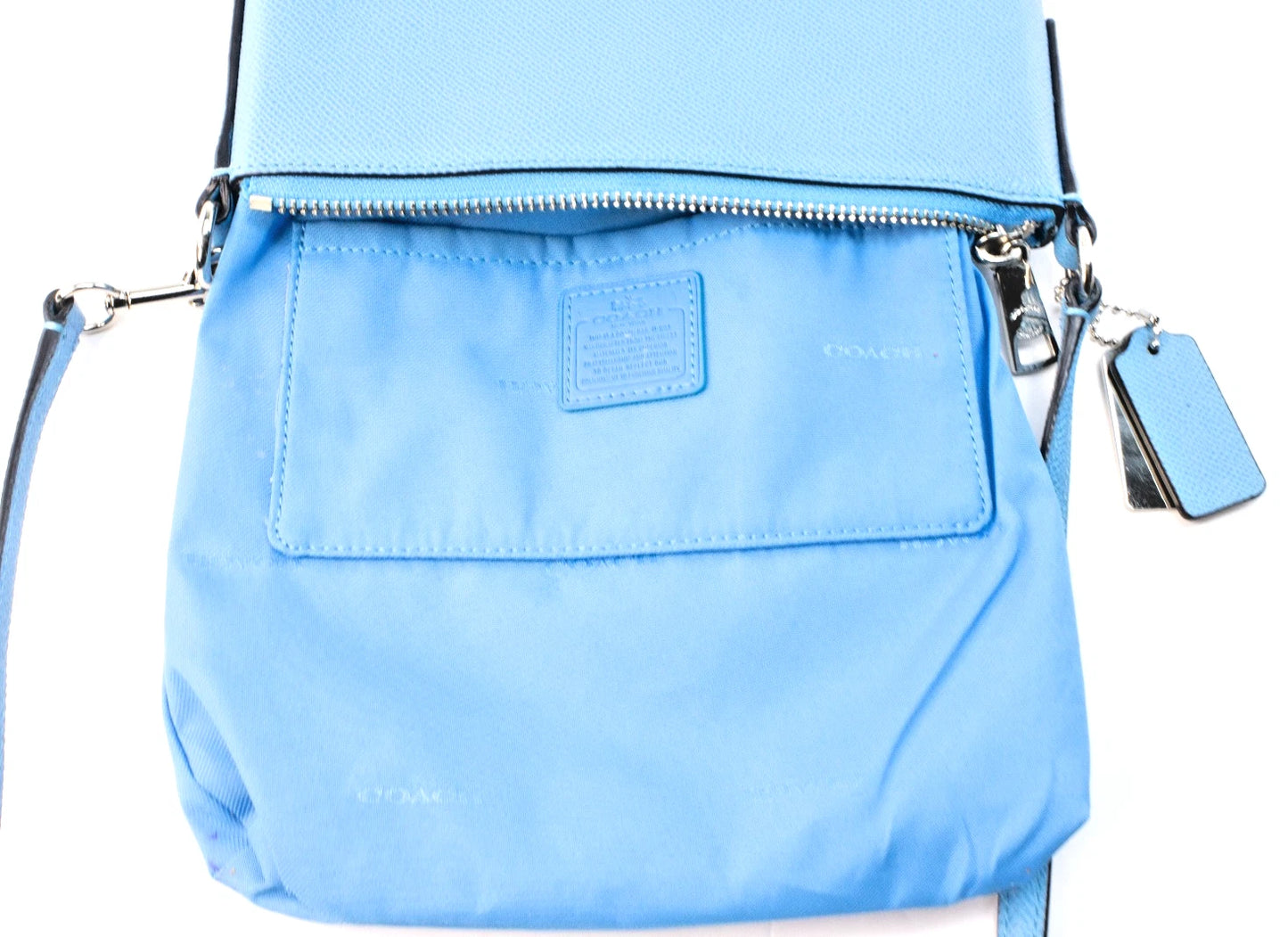 Coach Crossgrain Leather Zip-Top Crossbody Bag (Cornflower Blue)