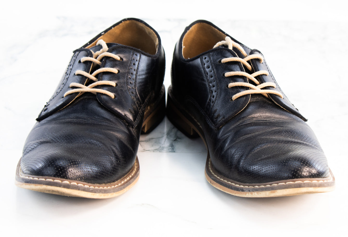 Madden Black Leather Oxford Dress Shoes Mens 8.5 Cap Toe Lace Up
