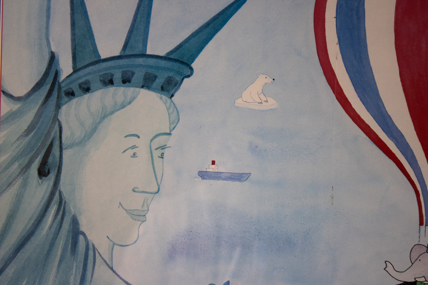 Vintage Babar Liberty Print Framed 1986 Statue of Liberty France America Art