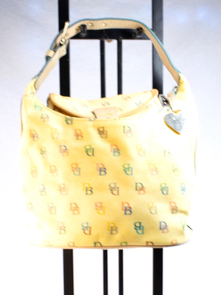 Dooney & Bourke Yellow Rainbow “DB” Shoulder Bag + Wristlet Set