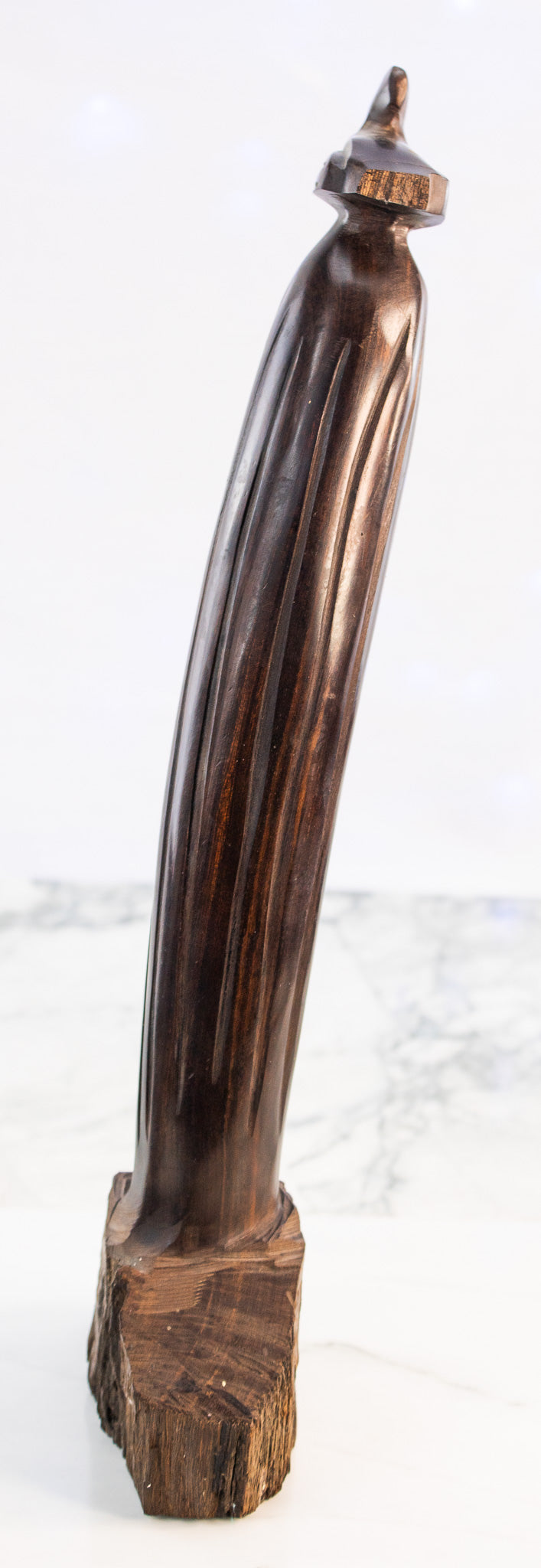 Hand-Carved Wooden Cactus Sculpture w/ Bird | Southwest Modern Folk Art | c. 1950s–70s