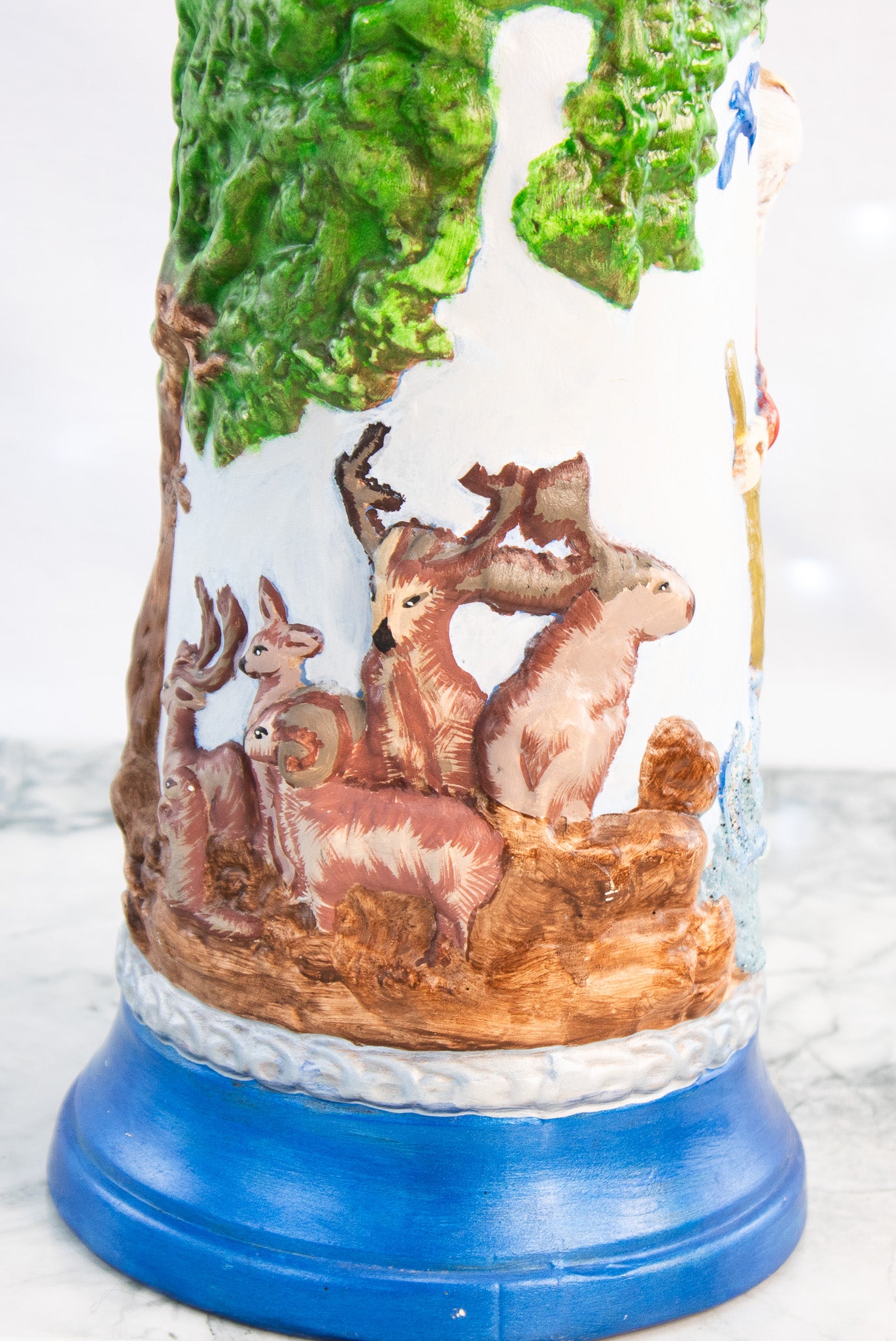 Hand Signed Folk Art Stein – Large Wildlife & St Christopher Ceramic Tankard