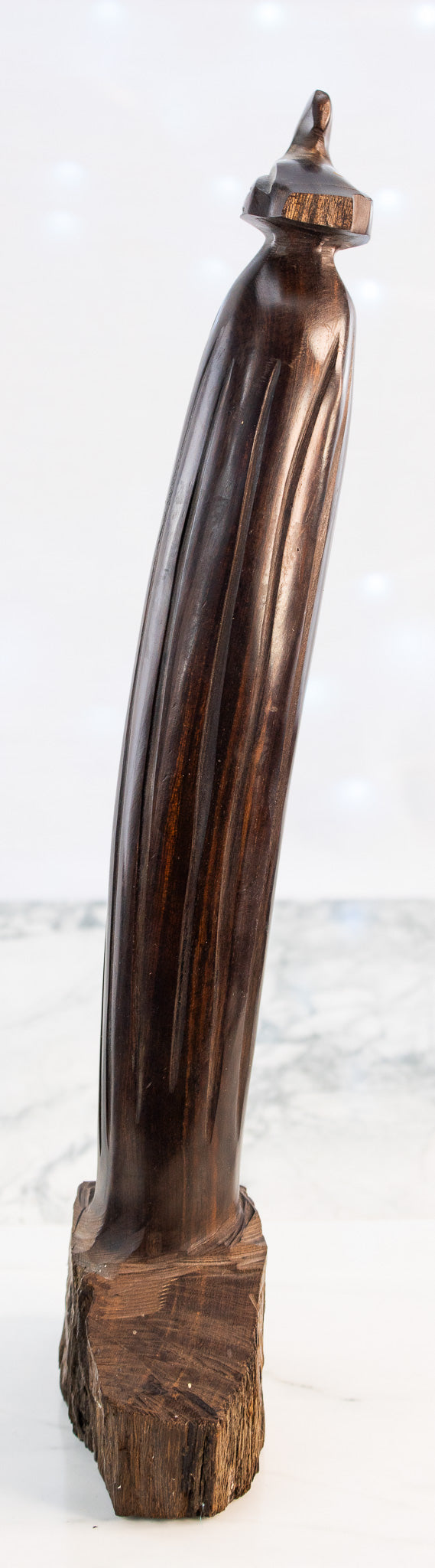 Hand-Carved Wooden Cactus Sculpture w/ Bird | Southwest Modern Folk Art | c. 1950s–70s
