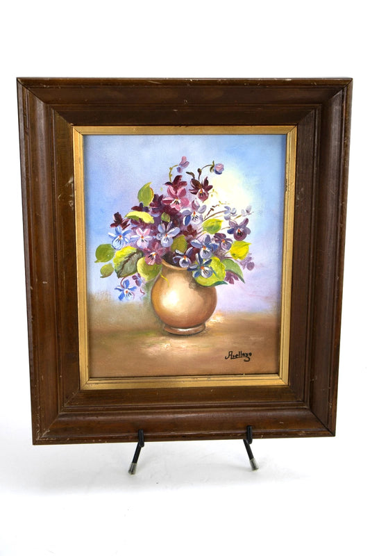 Vintage Floral Still Life by Arellano | Original Oil Painting