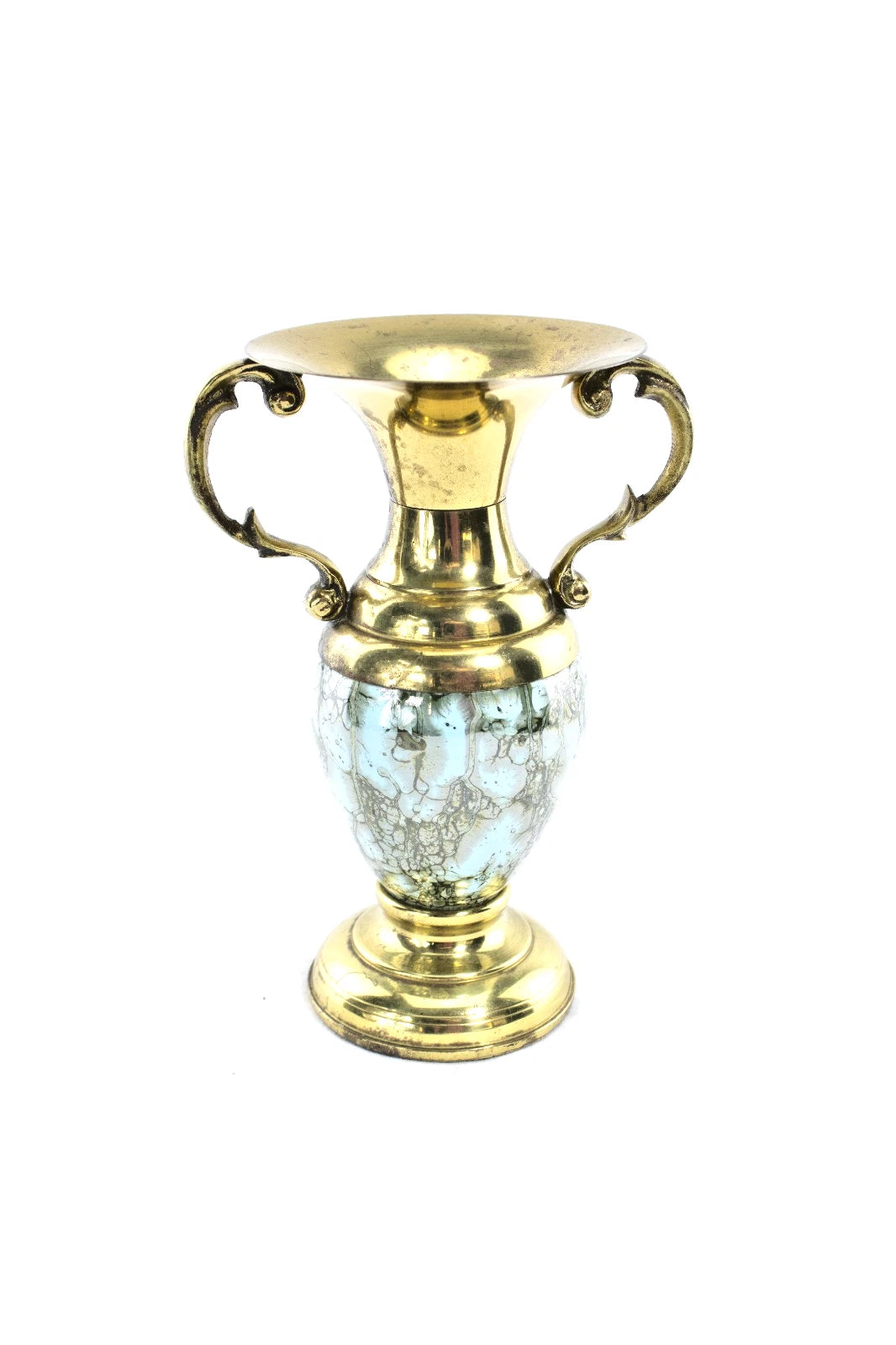 ✨ Vintage Mid Century Brass & Art Glass Pitcher & Vase Set – STUNNING Hollywood