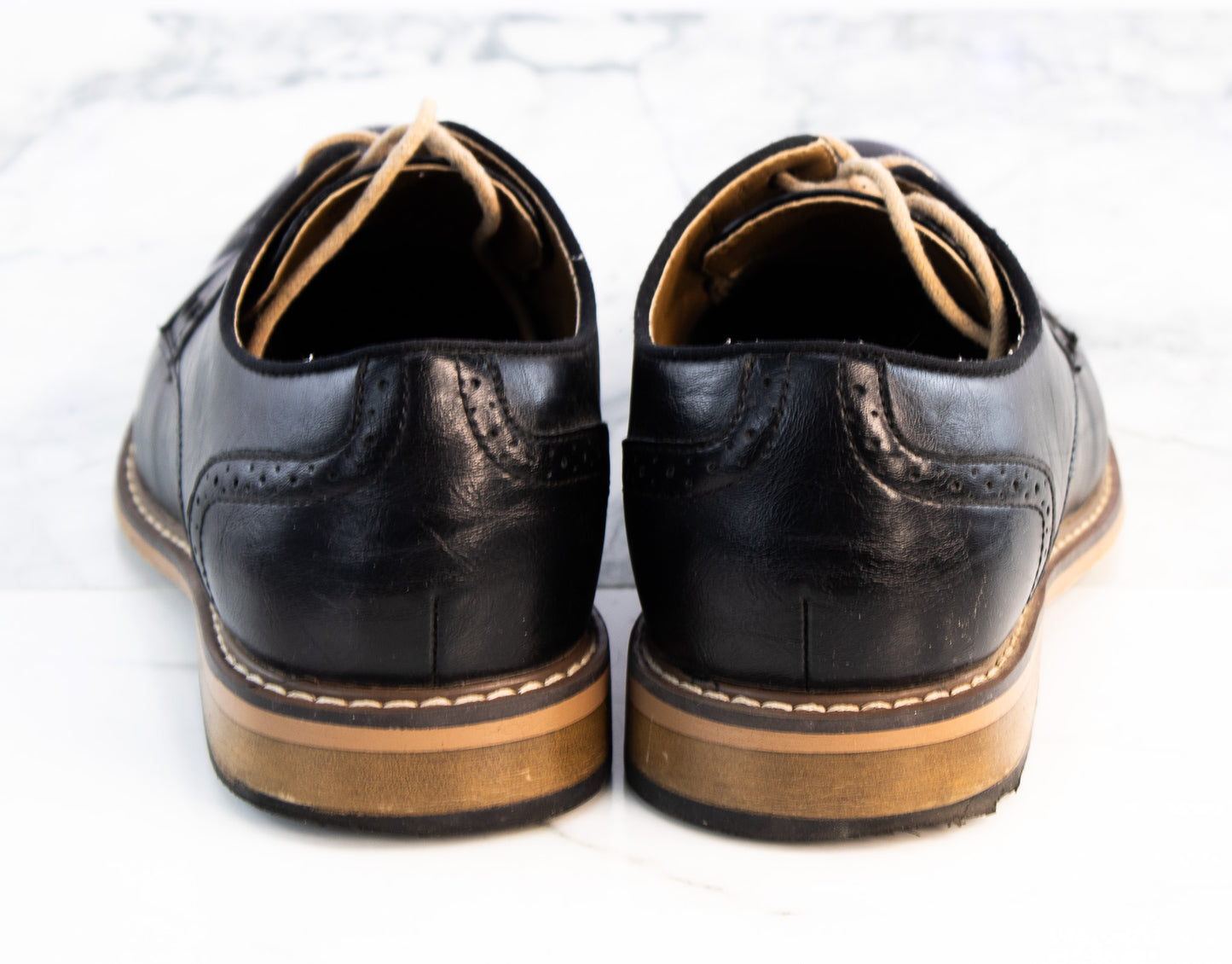 Madden Black Leather Oxford Dress Shoes Mens 8.5 Cap Toe Lace Up