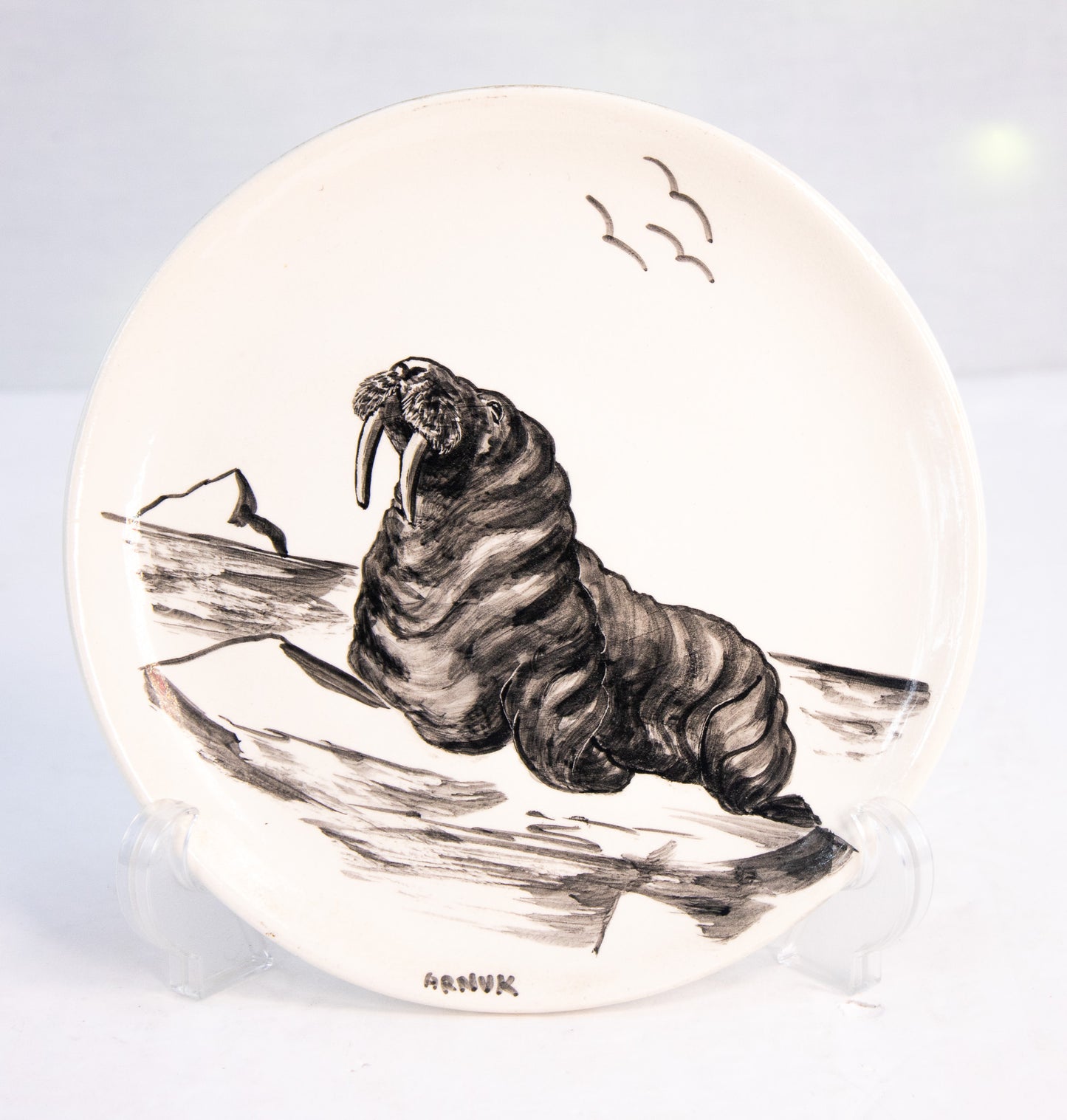 Vintage Alaska Walrus Plate Bering Sea Originals Hand Painted 1980