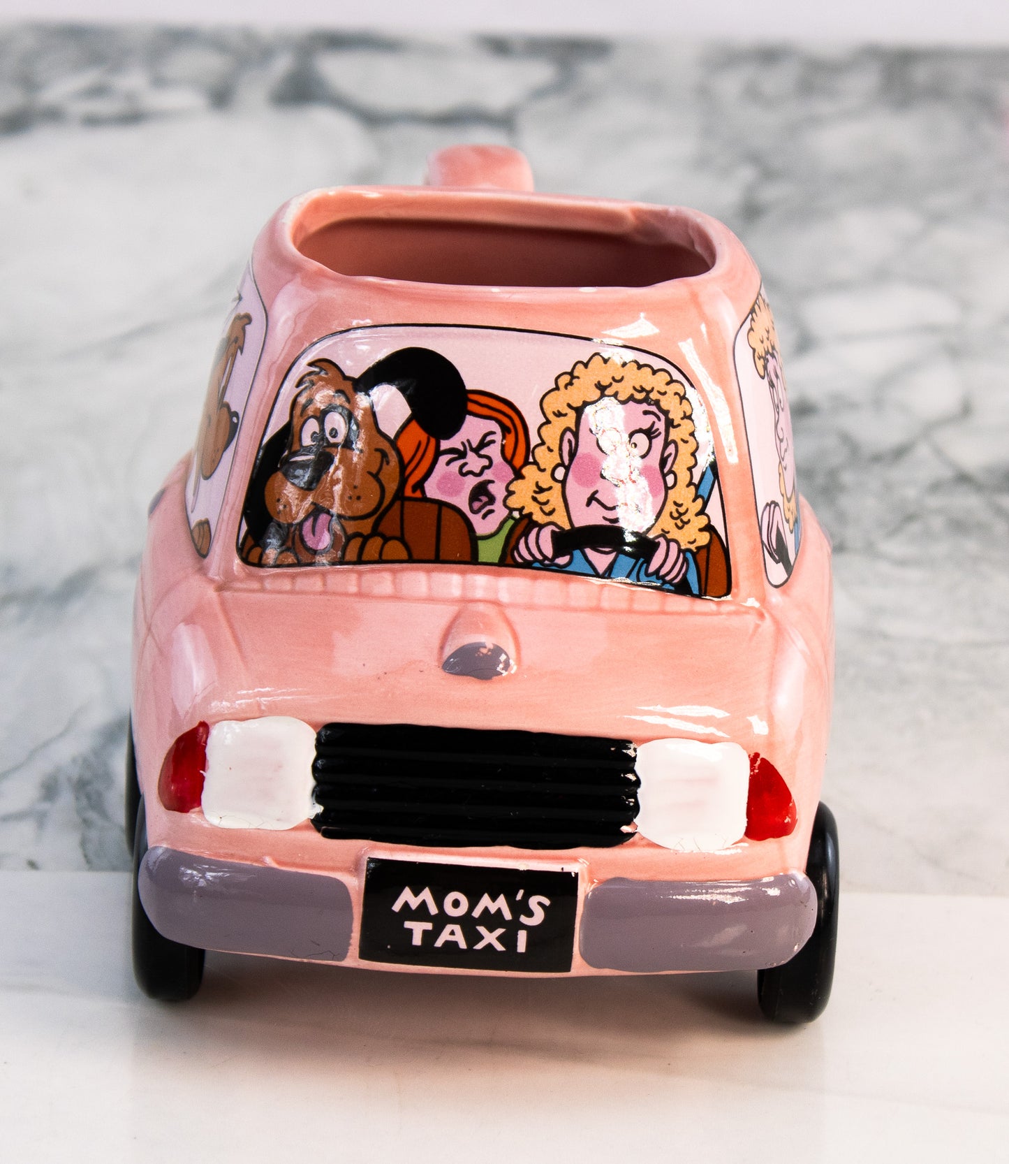 Mom’s Taxi Vintage Pink Car Mug 1989 Applause Novelty Cup Wheels