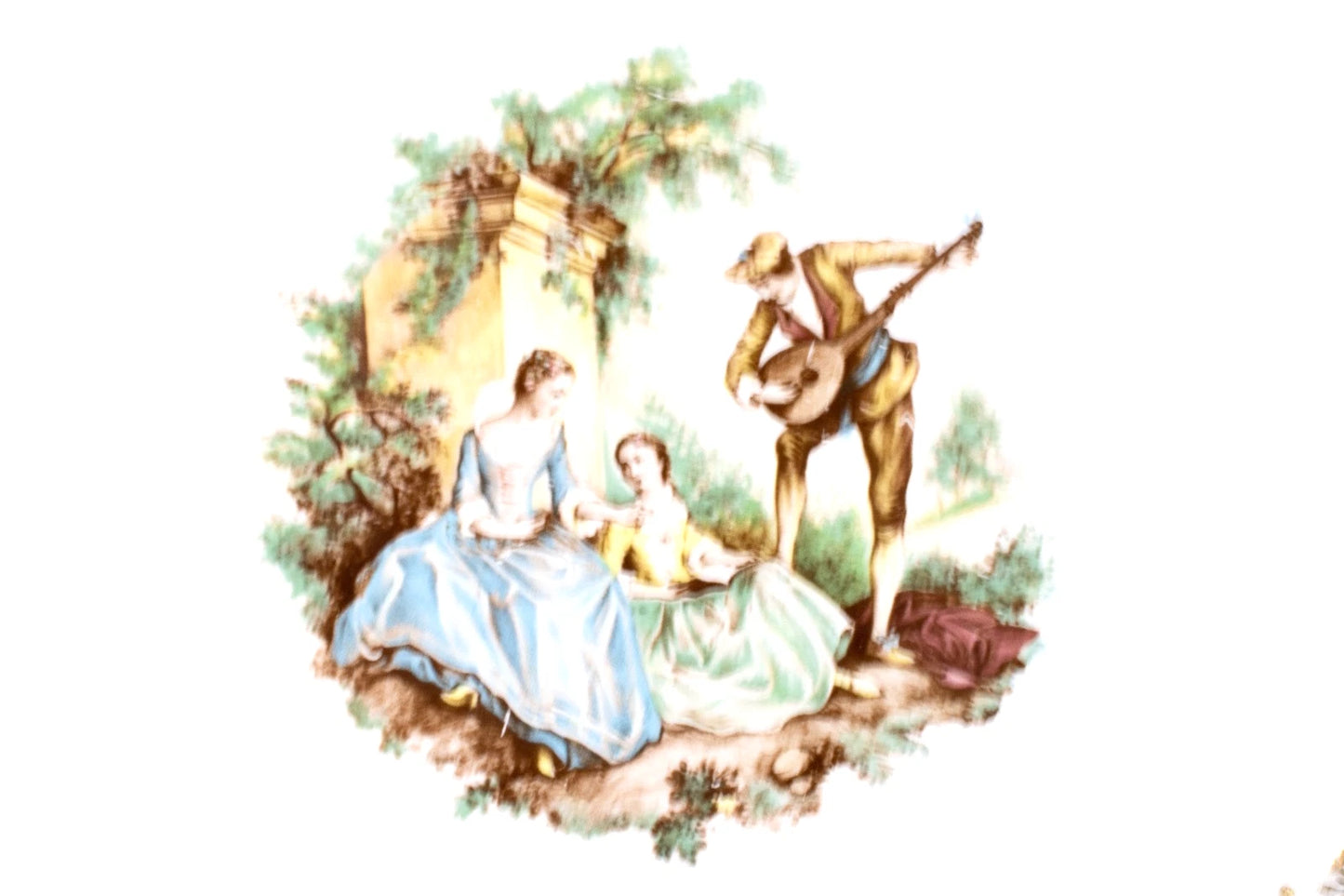 Vintage American Limoges “Triumph” China D’Or 22K Gold Platter – Courting Scene