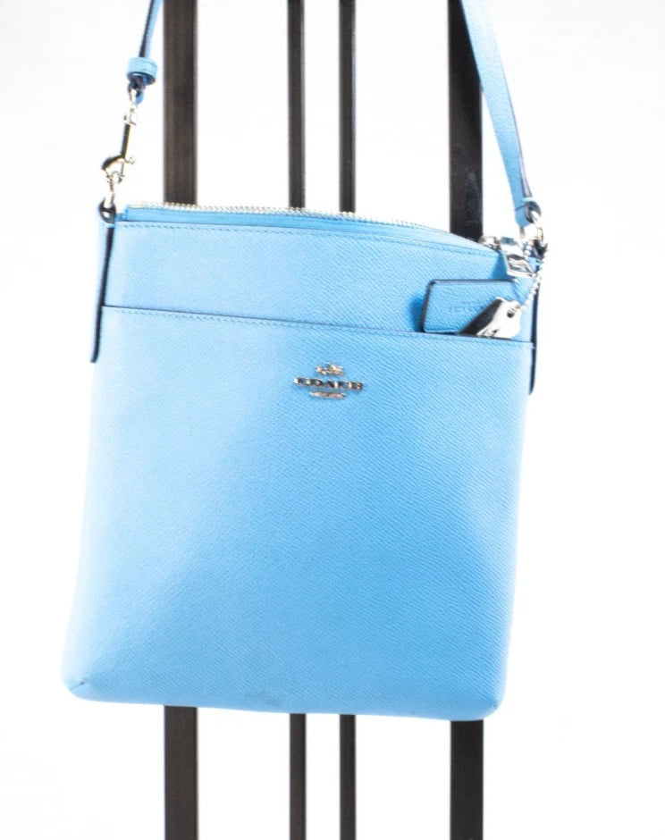 Coach Crossgrain Leather Zip-Top Crossbody Bag (Cornflower Blue)