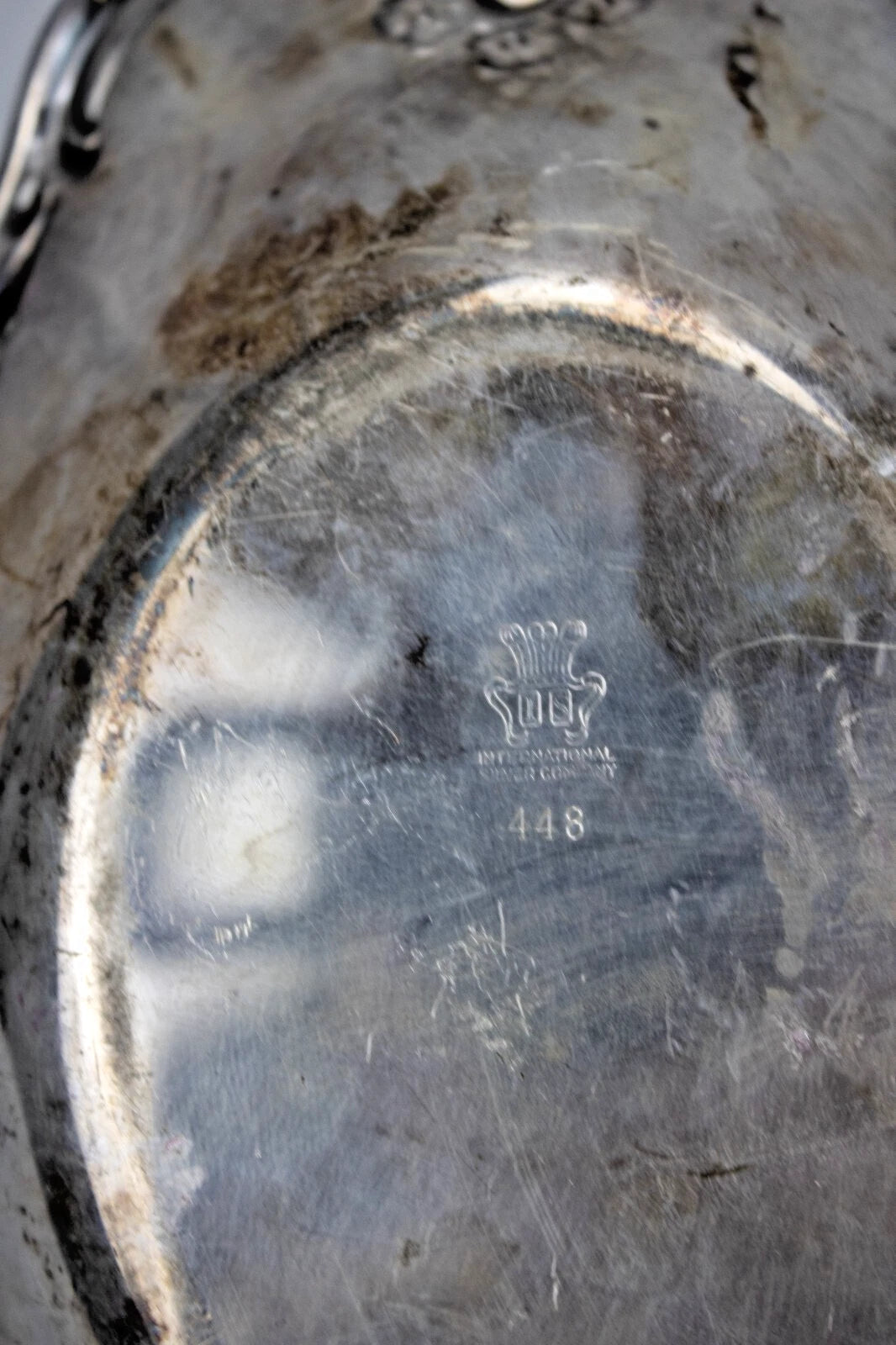 Vintage Silver-Plated Serving Tray – Ornate Floral Scroll – Aged Patina Look