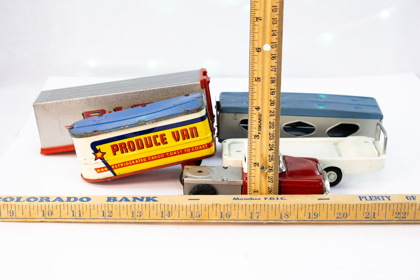 Vintage Toy Truck Trailer Lot | Tonka, Produce Van & Mid-Century Tin Haulers