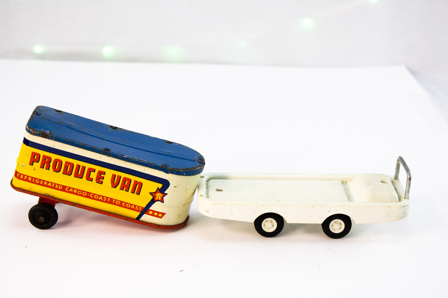 Vintage Toy Truck Trailer Lot | Tonka, Produce Van & Mid-Century Tin Haulers