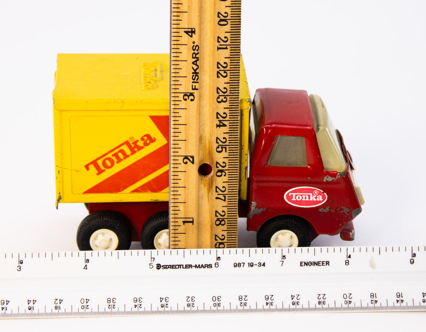 Vintage Tonka Pressed Steel Box Truck – Classic Red |Yellow Delivery Toy