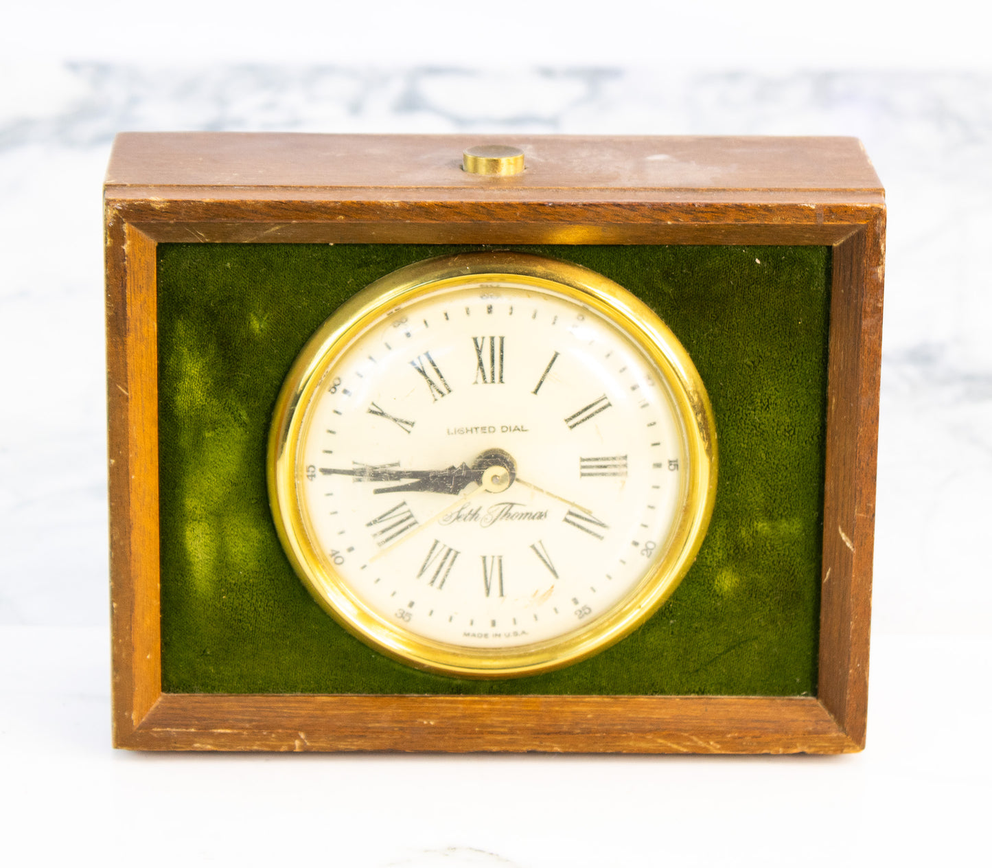 Seth Thomas Velwood Lighted Alarm Clock | Mid-Century Wood Clock