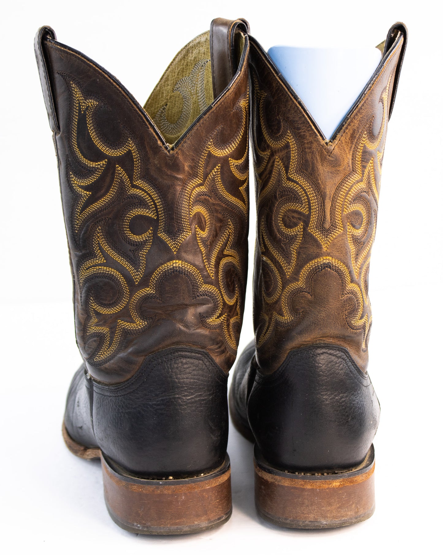 Vintage Justin Cowboy Boots | Men’s 9.5 D | Made in Mexico | Black Brown Leather