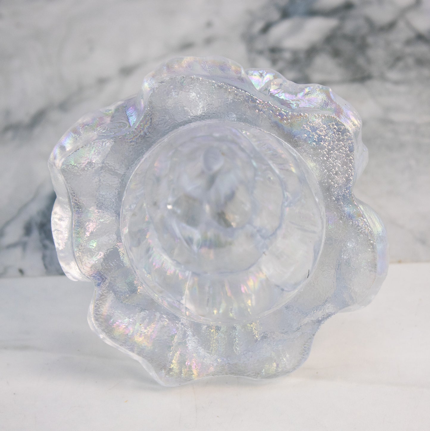 Vintage Iridescent Glass Christmas Tree Small Clear Carnival Style