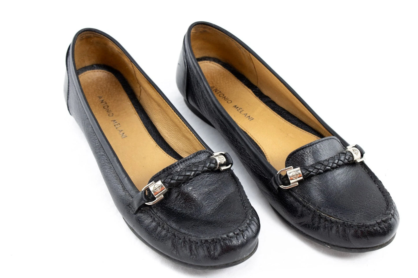 Antonio Melani Audrey Black Leather Loafers – Women’s 9M – Classic Comfort Flats