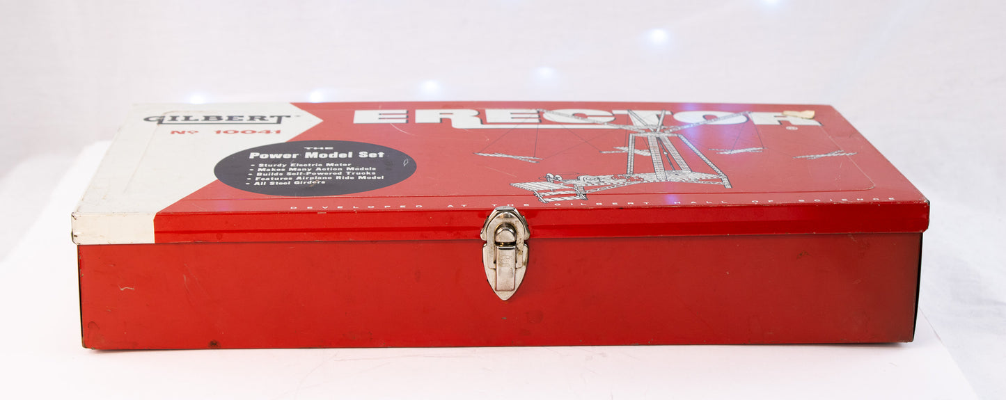 Vintage Gilbert Erector Set No. 10041 Power Model w Motor Tin Case