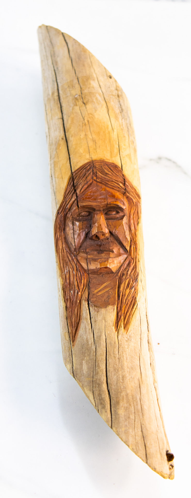 Hand-Carved Wooden Face Sculpture | Primitive Folk Art Devotional Carving