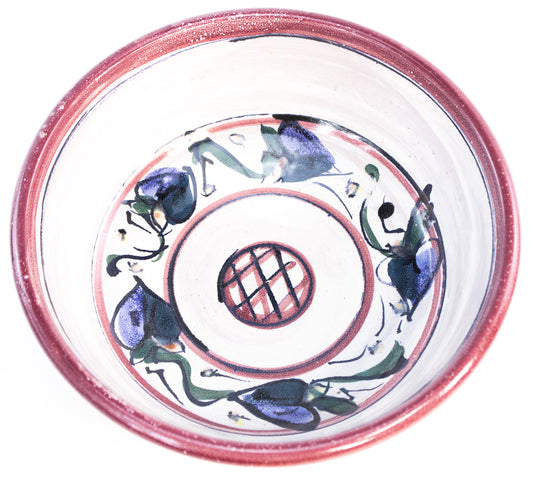 Hand-Painted Studio Pottery Bowl Signed 1993 Floral Ceramic Serving Bowl