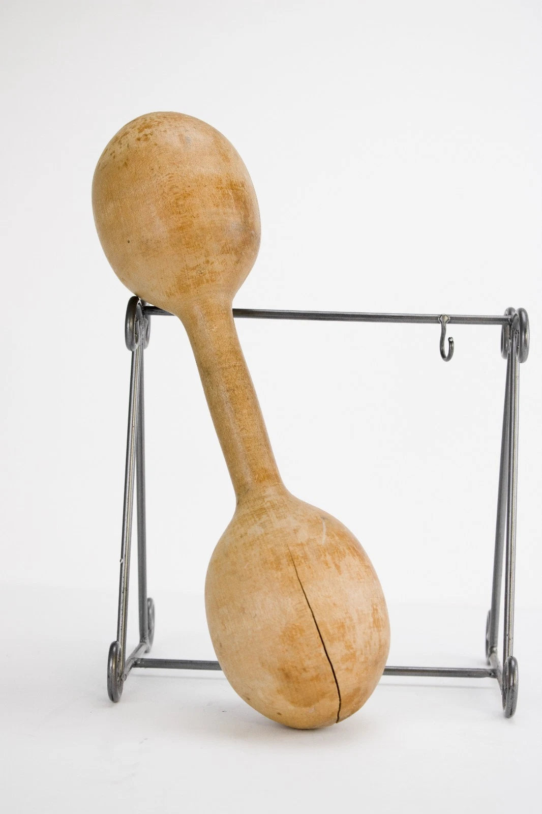 Antique Turned Wood Dumbbell | Primitive Folk Gym Decor | Rustic Farmhouse Shelf