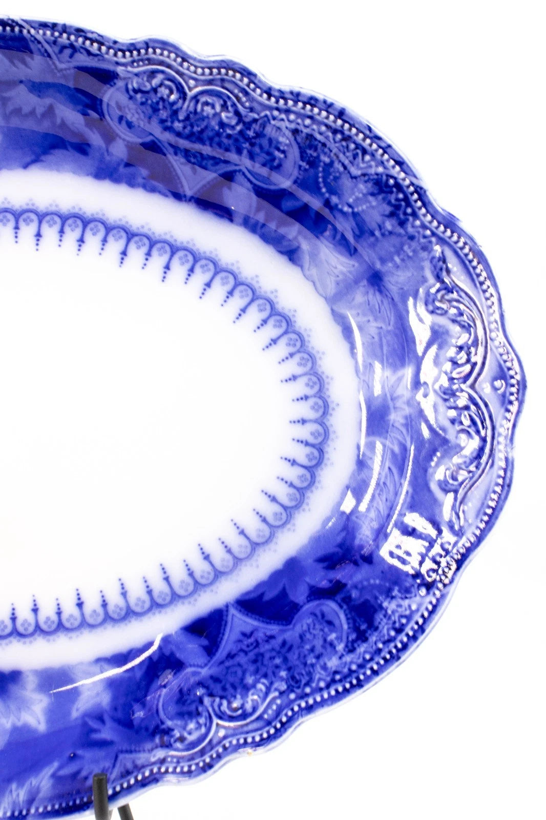 Antique W.H. Grindley “Atlantic” Flow Blue Oval Serving Platter – England, 1891-